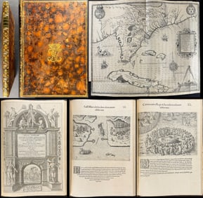 De Bry & Le Moyne's Grands Voyages - Volume with 42 Engravings & Florida Map