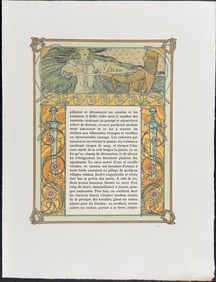 Mucha - Ornately Illustrated Page with Image and Text to each side
