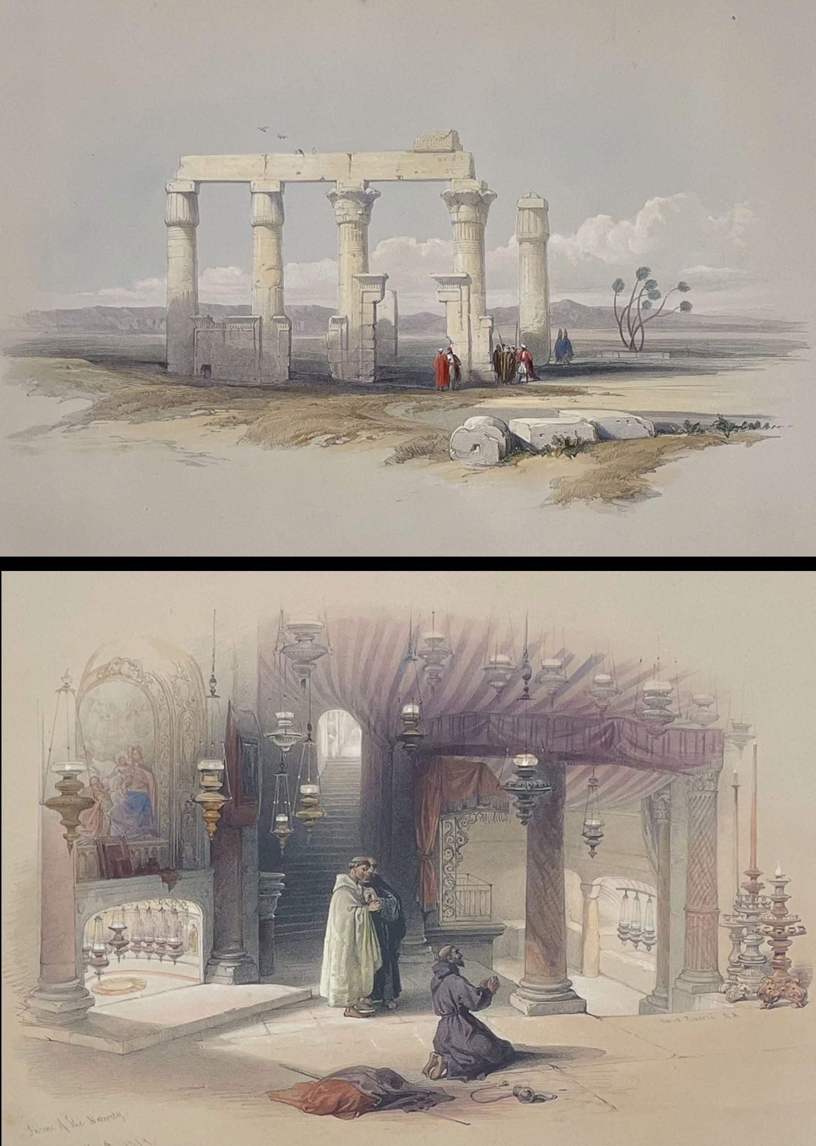 David Roberts, Royal Sub Ed - 4 Lithographs of Holy Land, Syria, Idumea, Arabia, Egypt, & Nubia