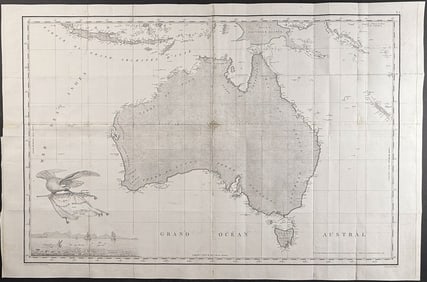 Peron & Freycinet, Australia - First Map of the Complete Australian Continent