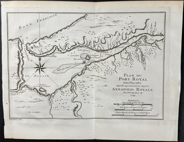 Charlevoix after Bellin - Map of Port Royal Harbor or Annapolis Royal, present day Nova Scotia,