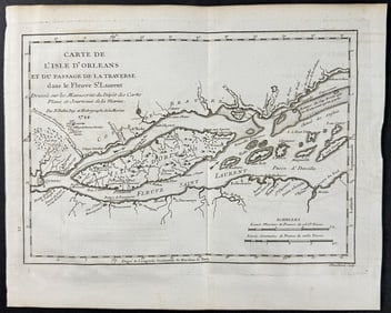 Charlevoix after Bellin - Map of Ile d'Orleans in St. Lawrence River, Canada
