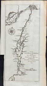 Charlevoix after Bellin - First Printed Map of Lake Champlain with St. Lawrence River & Richelieu