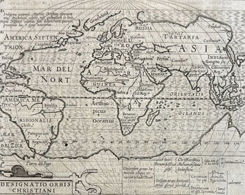 Purchas - Map of the Christian World (Europe, Asia, Africa, part of the Americas and Terra Australis