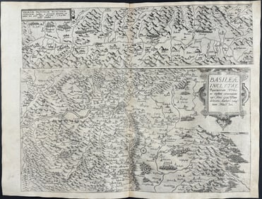 De Jode, Rare, pub. 1593 - Maps of Canton Valais & Basel, Switzerland (Valesiae Provinciae Montanae