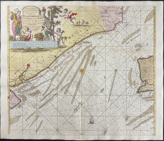 Van Keulen, Rare - Coastal Chart of Flanders (Showing Bruges, part Zeeland and part of England)