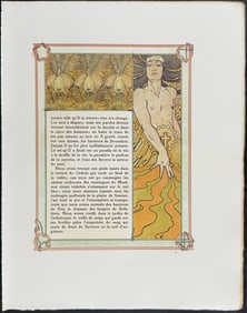 Mucha - Ornately Illustrated Page with Image and Text to each side