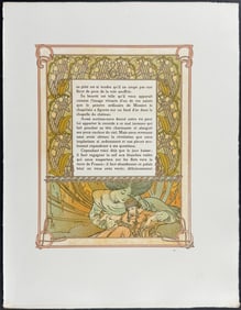 Mucha - Ornately Illustrated Page with Image and Text to each side