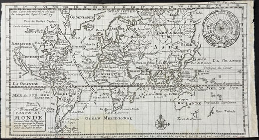 Dampier - Map of the World with New Holland (Australia), New Zealand, & Americas after Captain