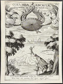 Kircher, pub. 1643 - Bird on String and Magnetism Chart or Diagram