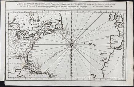 Charlevoix after Bellin - Chart of the Atlantic Ocean with America and the Great Lakes, Louisian