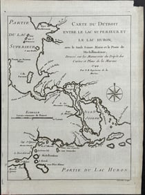 Charlevoix after Bellin - Map with part of Great Lakes (Superior & Huron)