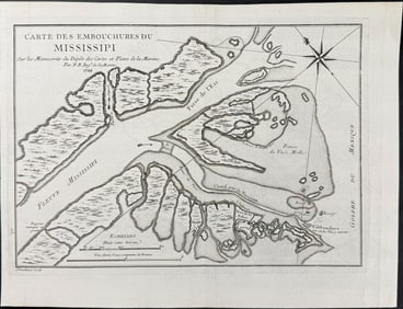 Charlevoix after Bellin - Chart of the Mouth of the Mississippi River