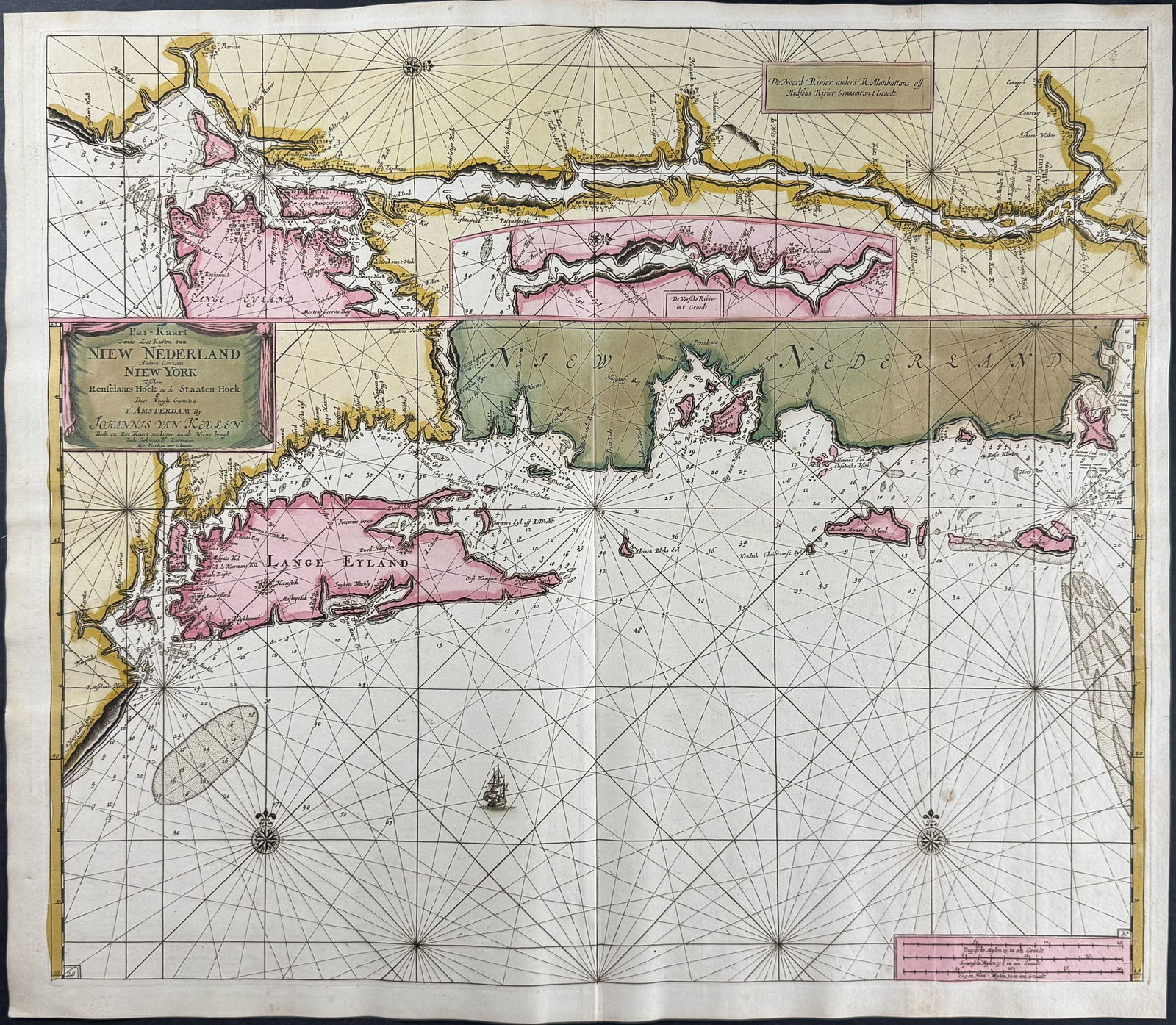 Van Keulen, Rare - Map of New Netherlands and New York (Manhattan Island, Nantucket, Martha's (1 of 1)
