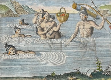 De Bry - Florida - Floridians crossing over to an island to take their pleasure