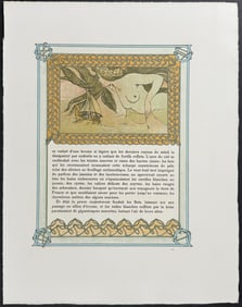 Mucha - Ornately Illustrated Page with Image and Text to each side