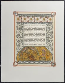 Mucha - Ornately Illustrated Page with Image and Text to each side
