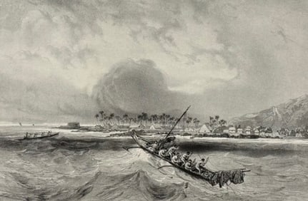 Vaillant - View of Hawaii, Sandwich Islands [Village de Kearakekoua, Iles Sandwich]