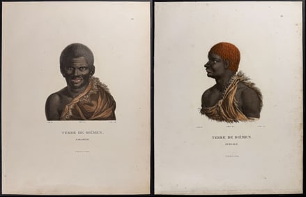 Peron & Freycinet, Australia - 5 Engravings of Native People of Van Diemen's Land or New Holland