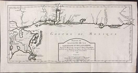 Charlevoix after Bellin - Map of the Coasts of Louisiana & Florida with the Gulf of Mexico