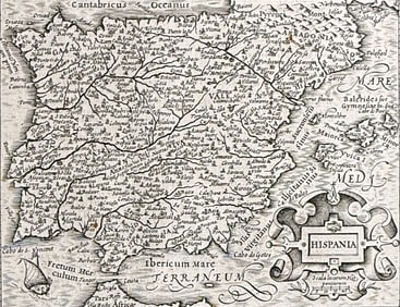Purchas, pub. 1625 - Map of Spain & Portugal