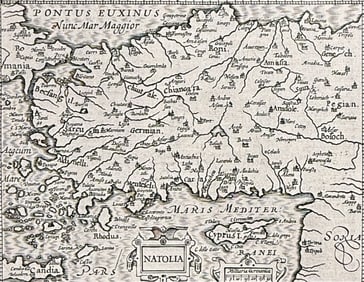 Purchas, pub. 1625 - Map of Asia Minor (Natolia, Turkey)