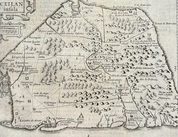 Purchas, pub. 1625 - Map of Ceylon or Sri Lanka