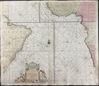Van Keulen, Rare - Map of the Coast of Guinea and Brazil