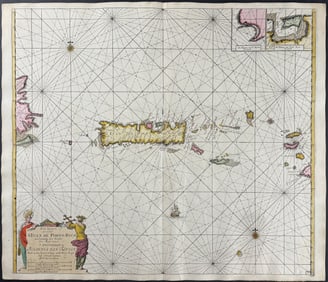 Van Keulen, Rare - Map of Puerto Rico (San Juan de Puerto Rico)