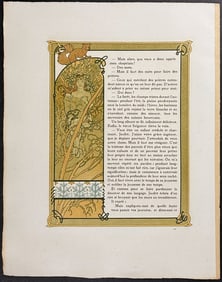 Mucha - Ornately Illustrated Page with Image and Text to each side