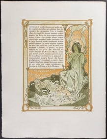 Mucha - Ornately Illustrated Page with Image and Text to each side