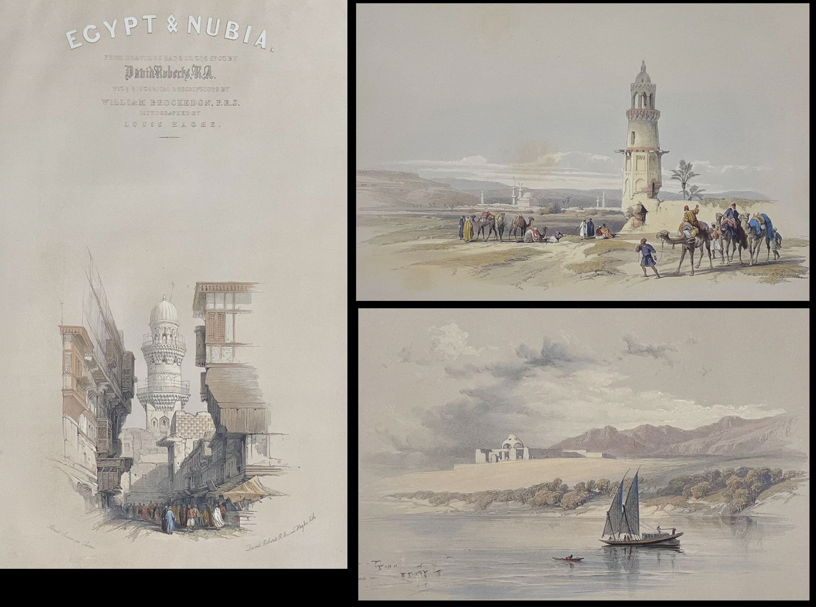David Roberts, Royal Sub Ed - 4 Lithographs of Holy Land, Syria, Idumea, Arabia, Egypt, & Nubia