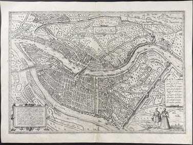 Braun & Hogenberg, pub. 1575 - View of Lyon, France