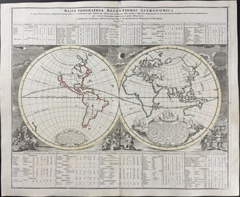 Doppelmayr & Homann - Map of the World based on Astronomical Observations (Basis Geographiae