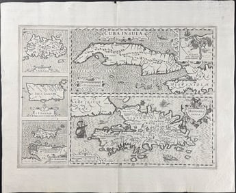 Mercator, pub. 1630 - Map of Cuba, Hispaniola, Jamaica, & Surrounding Islands