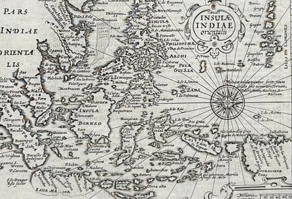 Purchas, pub. 1625 - Map of India and East Indies Islands