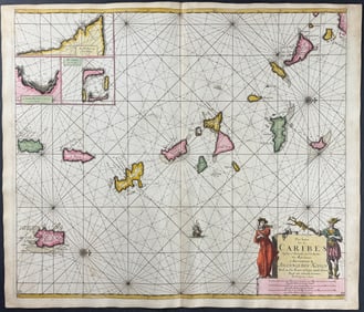 Van Keulen, Rare - Map of the Caribbean (Lesser Antilles)