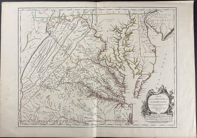 De Vaugondy - Map of Virginia & Maryland