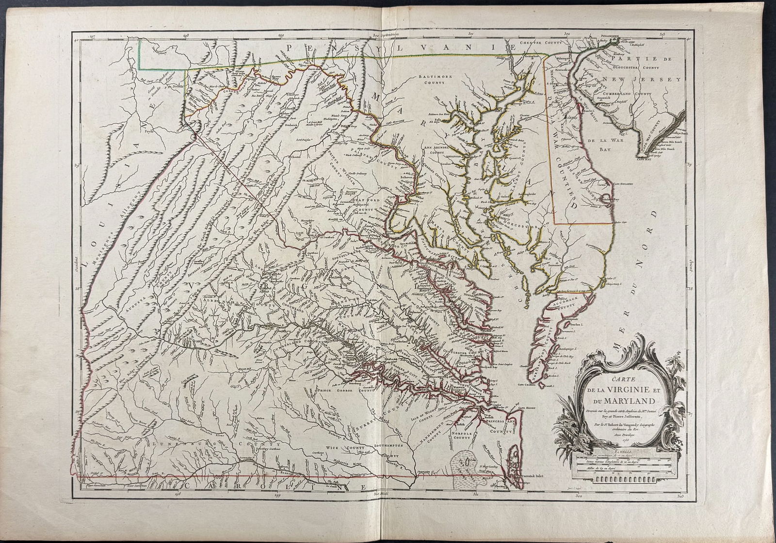De Vaugondy - Map of Virginia & Maryland (1 of 1)