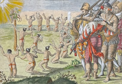 De Bry - Florida - Solemnities while consecrating the skin of a stag to the sun