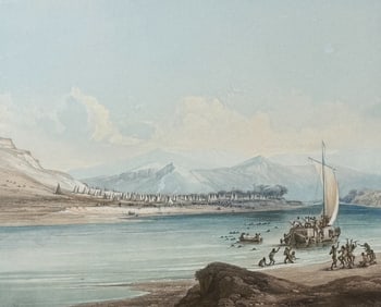 Karl Bodmer - Camp of the Gros Ventres of the Prairies on the upper Missouri. 38