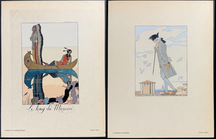Babou - Lot of 6 Prints: 3 after Barbier, 3 Portraits of Barbier after Charles Martin