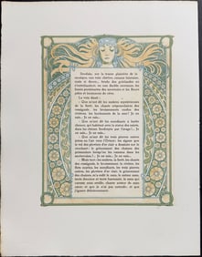 Mucha - Ornately Illustrated Page with Image and Text to each side
