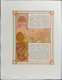 Mucha - Ornately Illustrated Page with Image and Text to each side