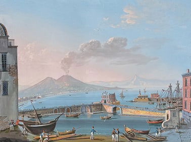 De Vito, Original Painting - The small Pier of Naples (Il Molo piccolo di Napoli)