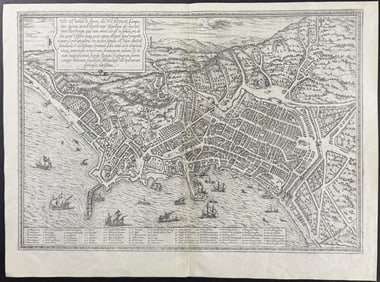 Braun & Hogenberg, pub. 1575 - View of Naples, Italy