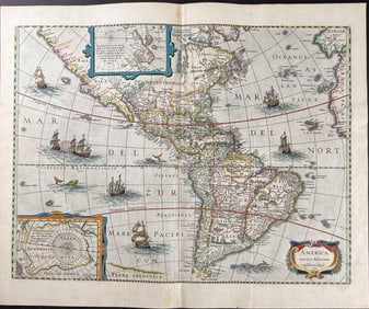 Hondius, pub. 1631 - Map of the Americas