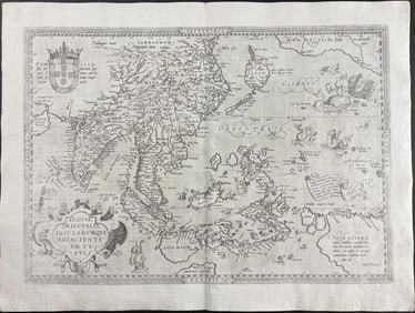 Ortelius, pub. 1580 - Map of Eastern Asia with India, China, Japan, and East Indies Islands