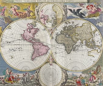 Van Keulen, Rare - Double Hemisphere World Map