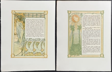 Mucha - 4 Ornately Illustrated Pages with Image and Text to each side